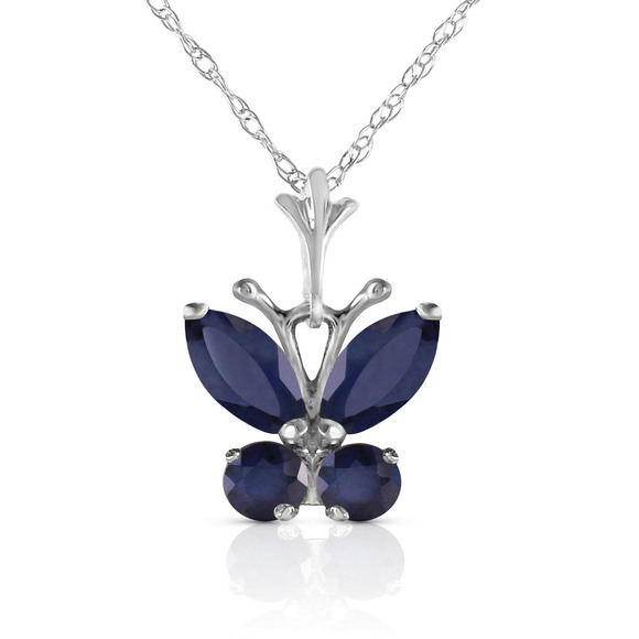 Galaxy Gold Products Jewelry - 14K. GOLD BUTTERFLY NECKLACE WITH NATURAL SAPPHIRES (White Gold)